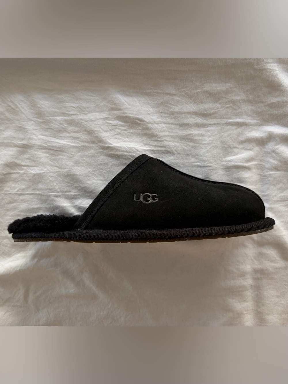 UGG Womens UGG Pearle UGGplush
Scuff Slipper Black Suede Shearling Slide Sz 7